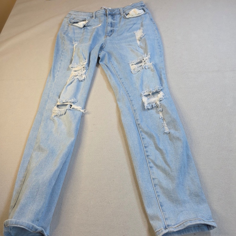 Wax Jean Collection Distressed Ripped Light Wash Skinny Jeans Size 13/31 0001991